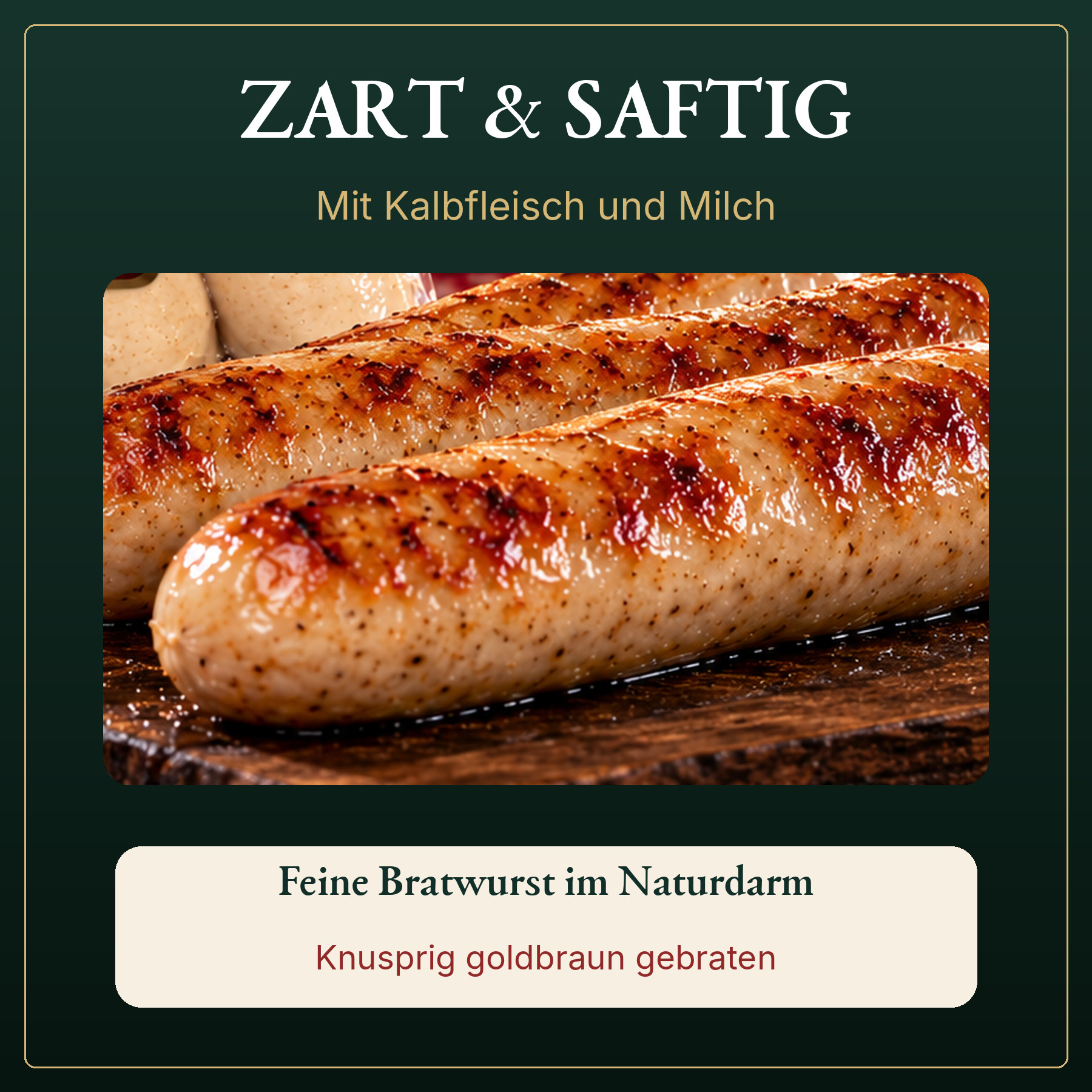 Goldbraun gebratene niederschlesische Weihnachtsbratwurst